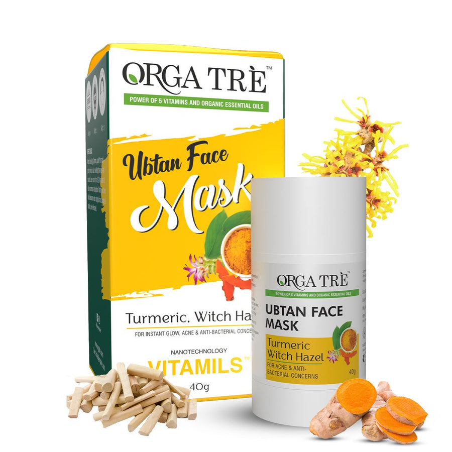 Ubtan Face Stick Mask - Turmeric & Witch Hazel for Instant Glow - 40 gm