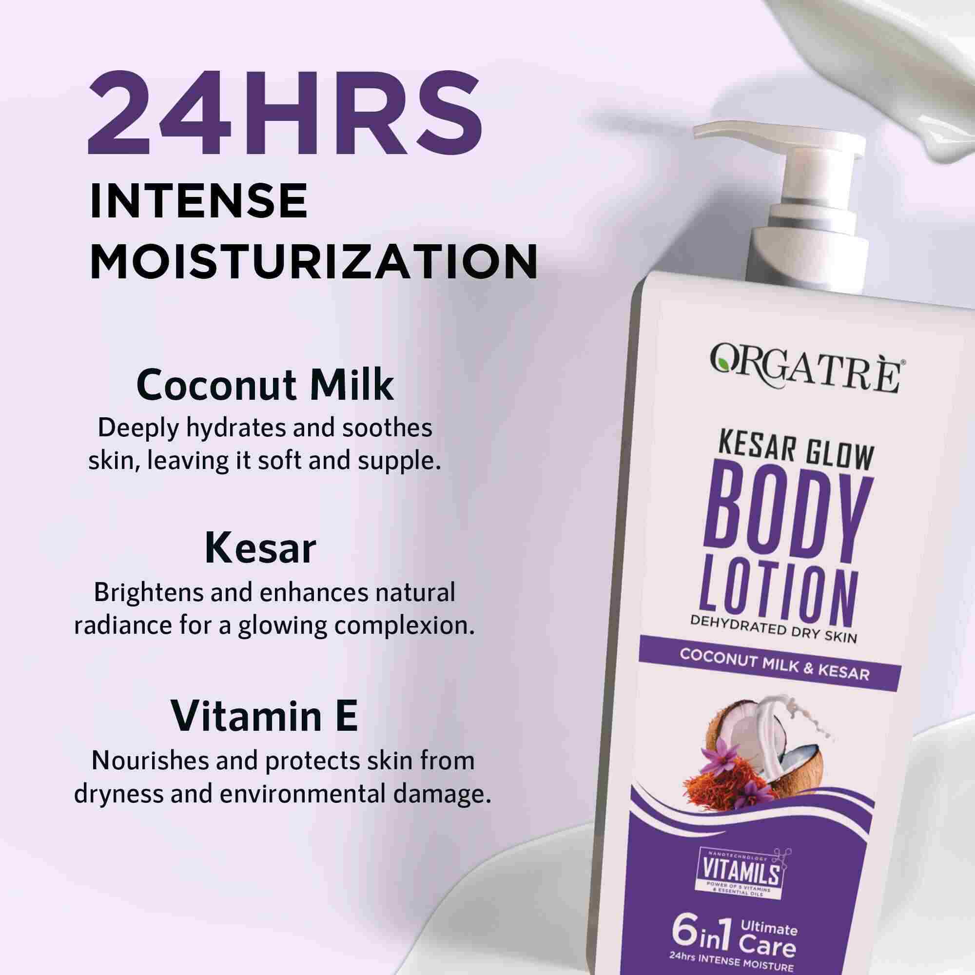 Kesar Glow Body Lotion for Dry Skin | 24-Hour Intense Moisture