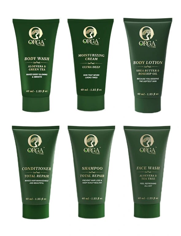 Orgatre Minis Pack of 6- (Face Wash, Body Lotion, Moisturizing Cream, Body wash, Shampoo, Conditioner)