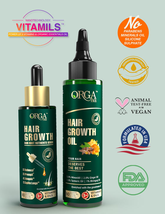 Orgatre Hair Growth Combo- 2X Solution | Boost Hair Growth with Serum And Oil