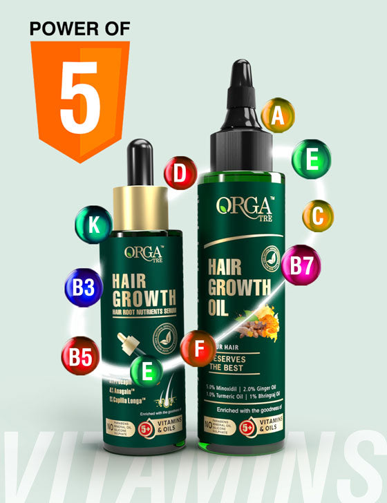 Orgatre Hair Growth Combo- 2X Solution | Boost Hair Growth with Serum And Oil