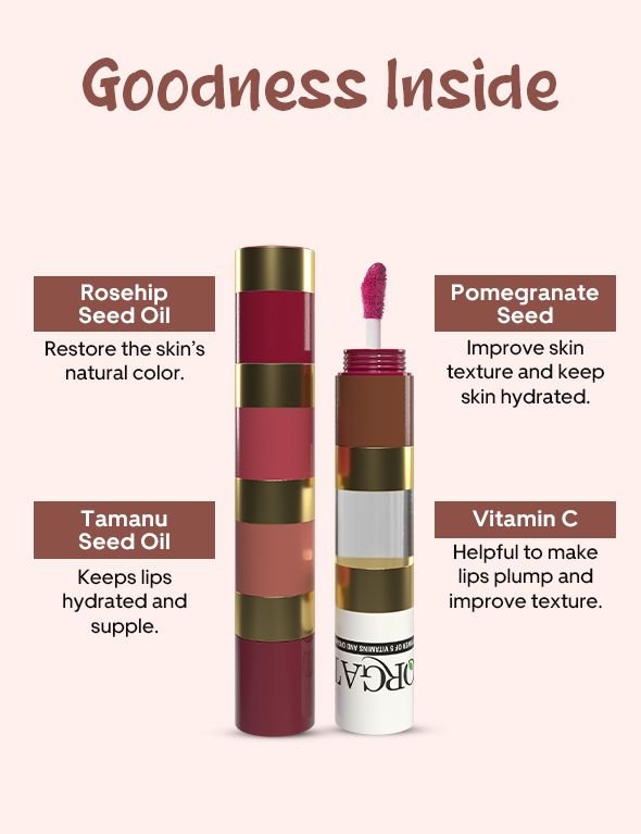 Orgatre Lush Lips 5 in 1 Multicolor Nude Matte Liquid Lipstick With Gloss (9ml)