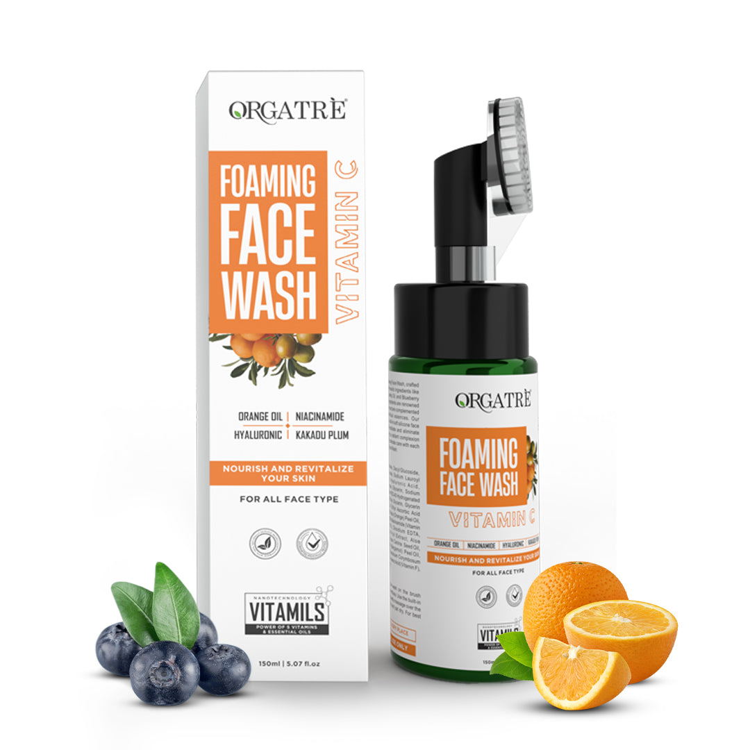 Vitamin C Foaming Face Wash for Skin Brightening (With built-in face brush)