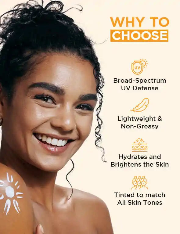 Sunshield Tinted Sunscreen SPF 50 PA+++ | Broad Spectrum Sun Protection for All Skin Types