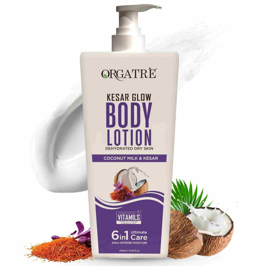 Kesar Glow Body Lotion for Dry Skin | 24-Hour Intense Moisture - 400 ml